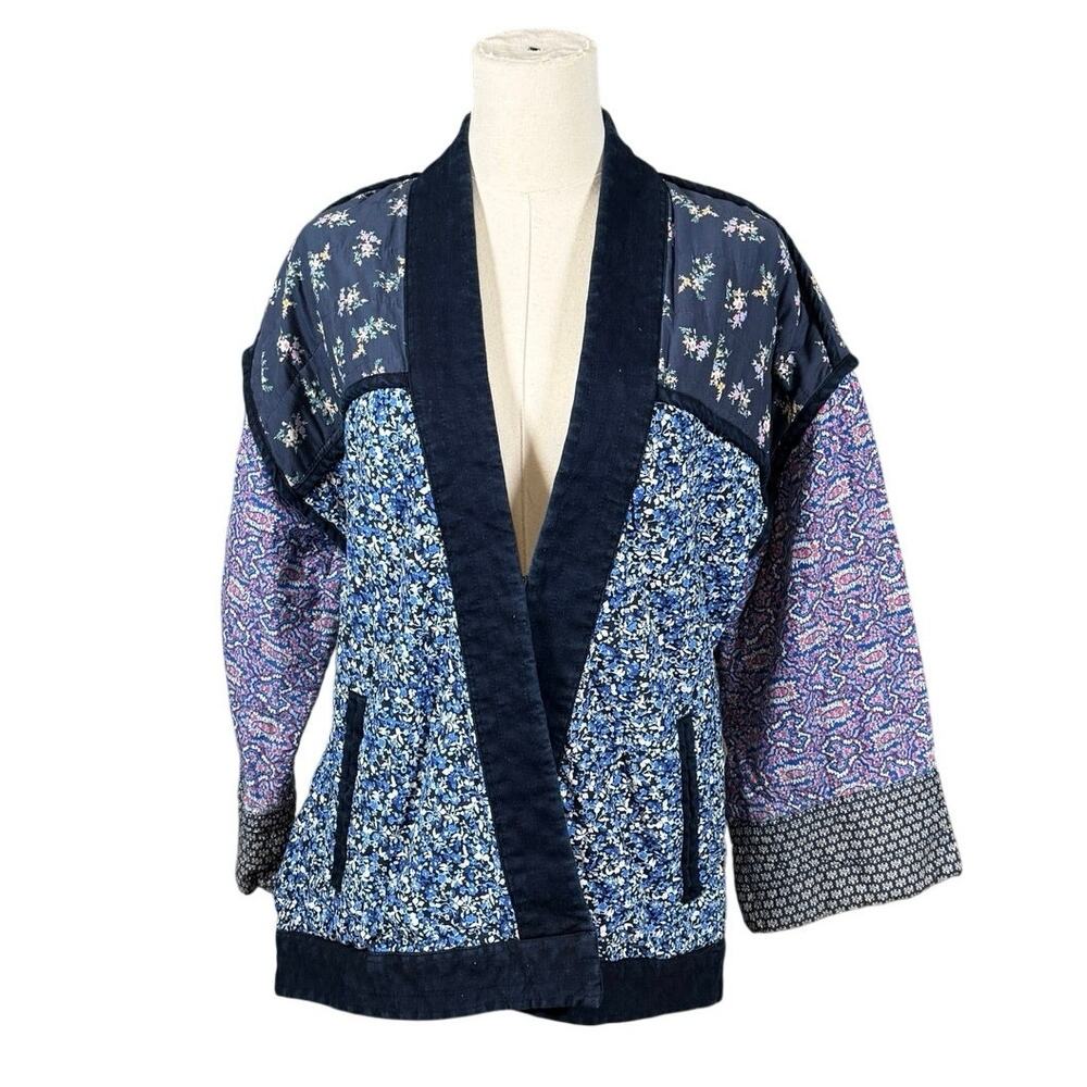 Gap Patchwork Kimono Jacket Small Quilted Boho Co… - image 3
